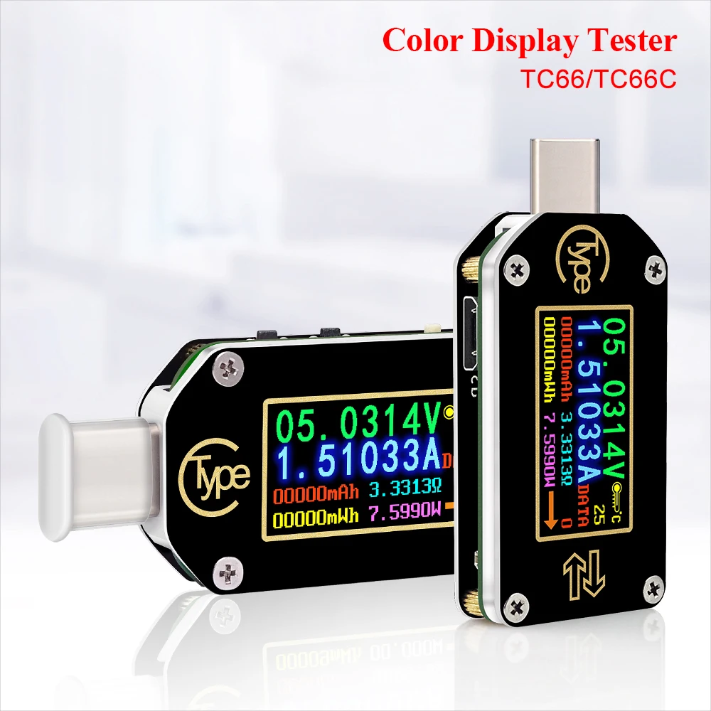 Мультиметр USB тестер HD TC66/TC66C Type C PD триггер Вольтметр Амперметр Напряжение 2