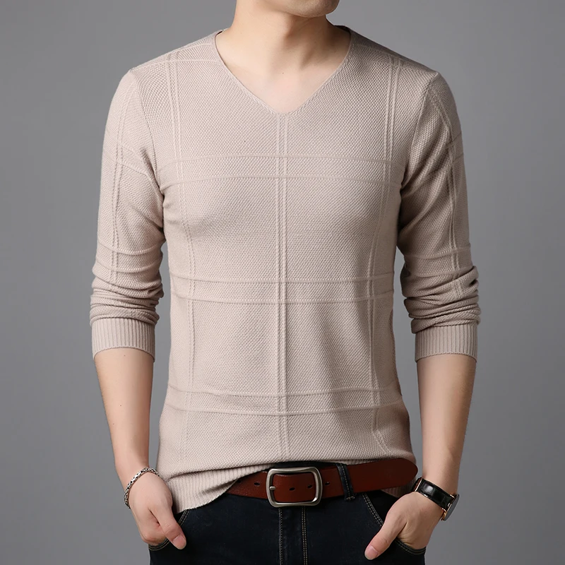 

Liseaven V-Neck Sweaters Men Full Sleeve Pull Homme Cashmere Pullover Sweater Male Clothing
