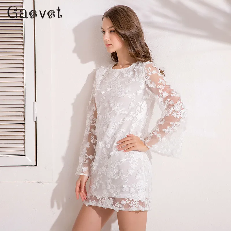 Gaovot/2019 летние женские платья с круглым вырезом и расклешенными рукавами