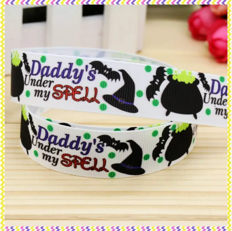 

7/8'' Free shipping halloween printed grosgrain ribbon hair bow headwear party decoration wholesale OEM 22mm H4229
