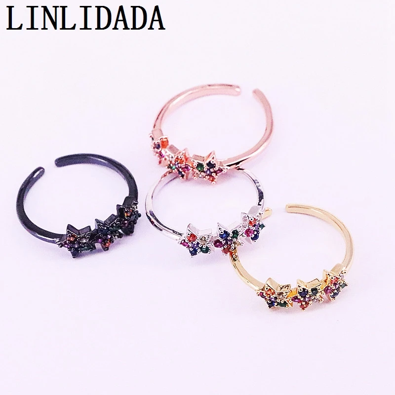 

12 шт для женщин смешанные цвета Модные Цветные Красочные ювелирные изделия Радуга микро проложить циркония Регулируемые кольца