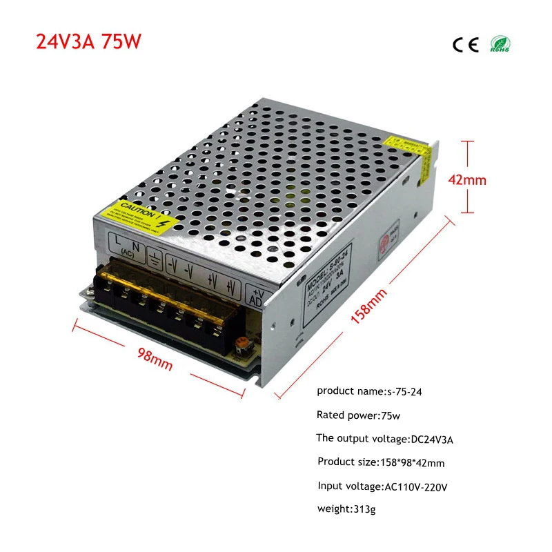 Адаптер питания DC 24 V 1.25A 2A 3A 5A 10A 15A 20A 25A 30A Трансформаторы освещения 24 V Вольт Светодиодный драйвер питания Светодиодная лента лампа