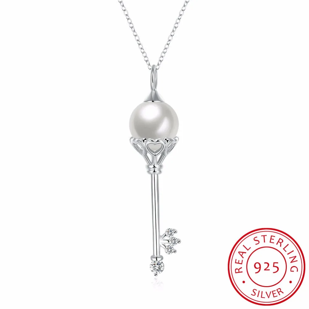 925 Sterling Silver Key Pearl Diamond Necklace Clavicle Chain Mens Women Sale Jewelry Cable Gift | Украшения и аксессуары