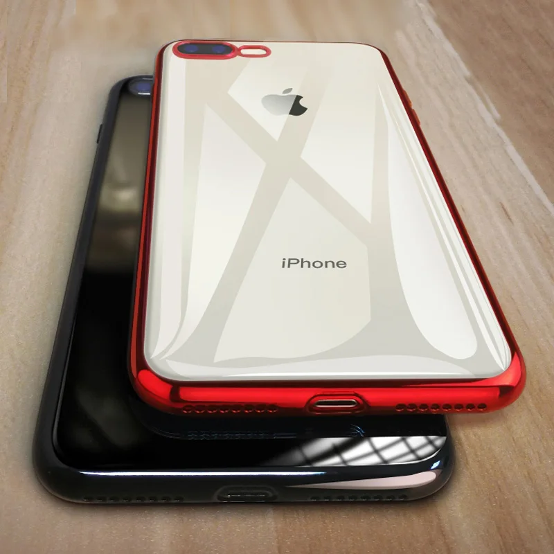 

Soft TPU Coque Phone Case for iPhone 8 7 6 6s SE X XS XR 11 12 13 MIni 14 Pro Max Plus Silicone Luxury Full Cover Plating Edge
