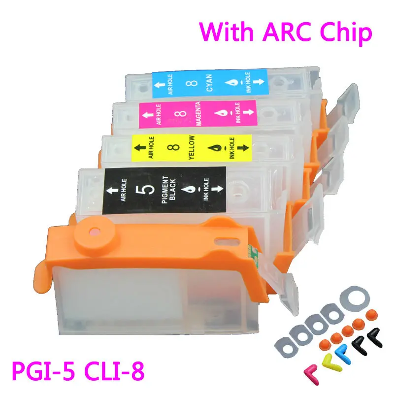UP 5sets PGI5 CLI8 Refill ink Cartridge compatible for ip4200 ip4300 500 4500x 5200 5200R 5300 ip3300 iX5000 MP500 with ARC chip |