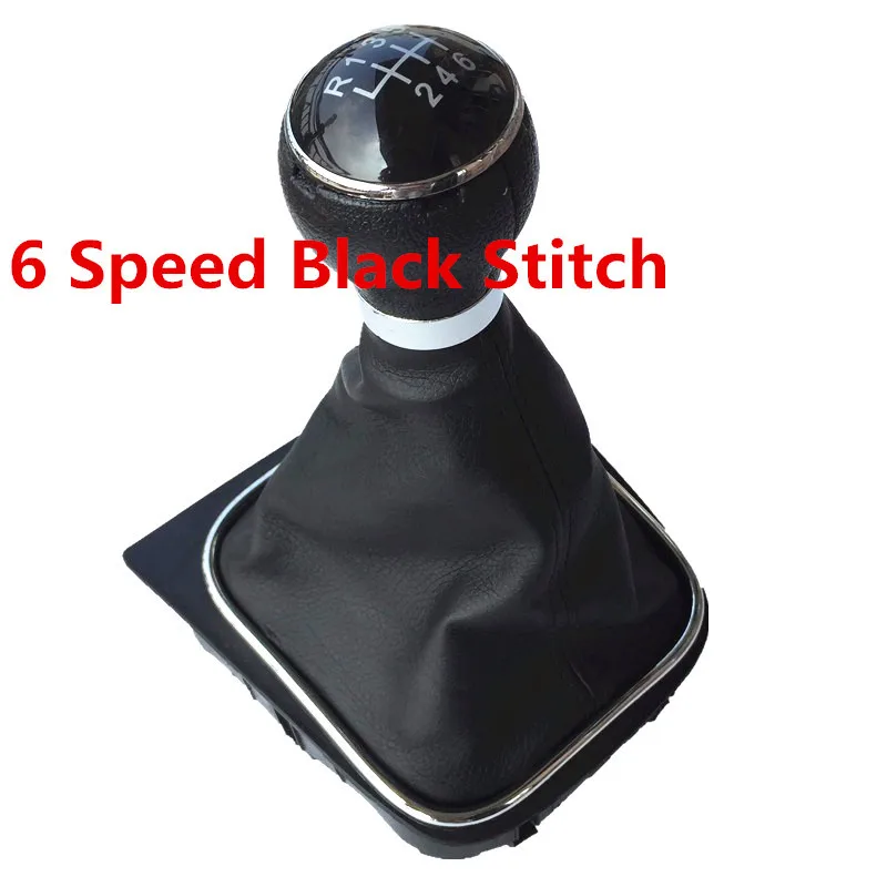 6 Speed Black Ручка рычага переключения передач гетры для рукоять рычага крышки головки 5/6 скоростей аксессуары для стайлинга автомобилей для Volkswagen VW Golf MK6 Jetta MK5 - Название цвета: 6 Speed Black