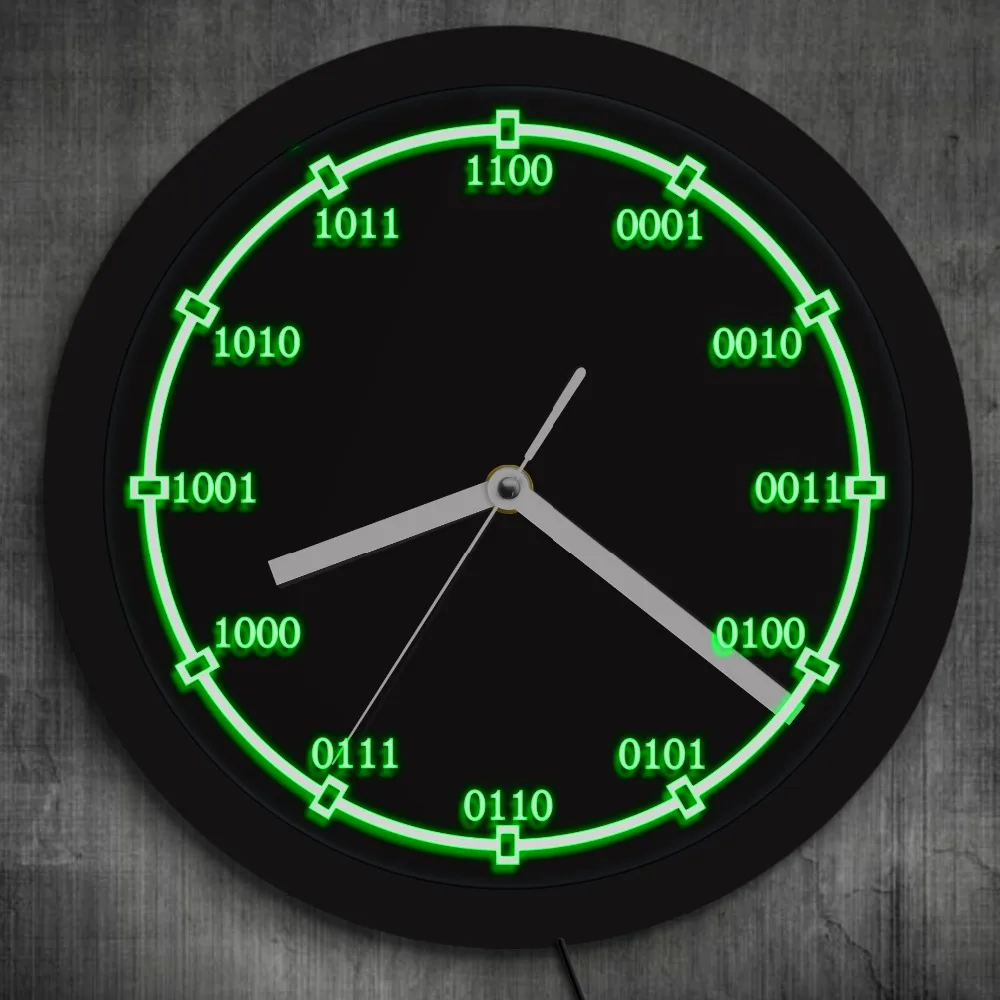 

Binary Code LED Neon Sign Wall Clock Modern Design Silent Watch with Backlight Math Numbers Equation F Teachers Gift reloj pared