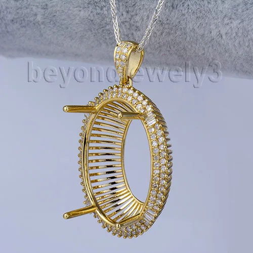 Овальный Кулон Багет с полукреплением 18x26 мм желтое золото 14 к SR002|semi mount pendant