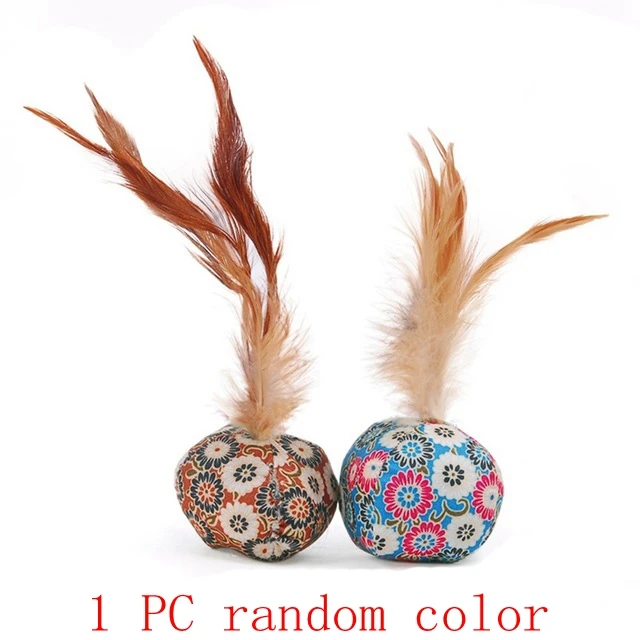 1PC-Random-S-ZK0016 1 шт. Смешные шары кошка игрушка перо полосатые радужные шары игрушки для кошек котенок интерактивная игрушка для тренировки питомца кота для игры в дартс SJ0009 - Цвет: 1PC-Random-S-ZK0016