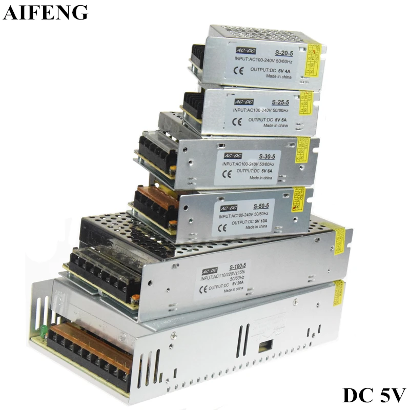 AIFENG DC 5 В Трансформаторы освещения Светодиодный драйвер адаптер питания 4A 60A