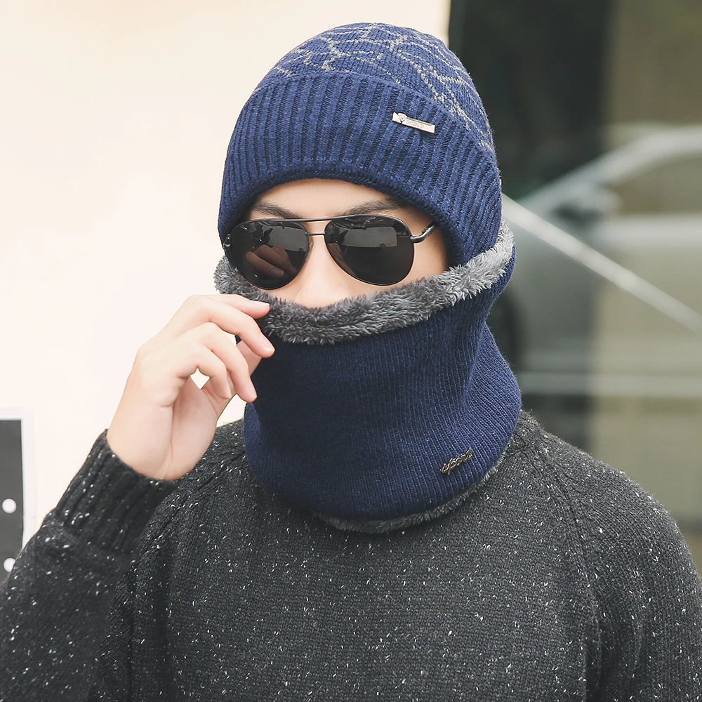 Теплая зимняя шапка Skullies Beanies шапки зимние для мужчин и женщин шерстяной шарф
