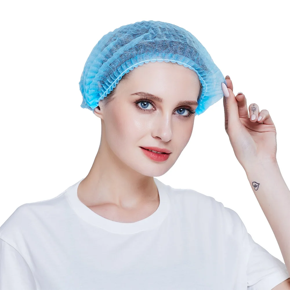 Non-woven Disposable Shower Caps Pleated Anti Dust Hat Women Men Bath Caps for Spa Hair Salon Beauty Accessories