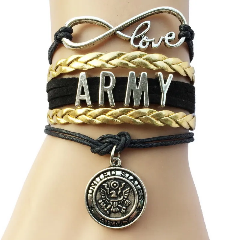 Браслет Infinity Love Army жене/Армейская мама кожаный многослойный браслет ручной