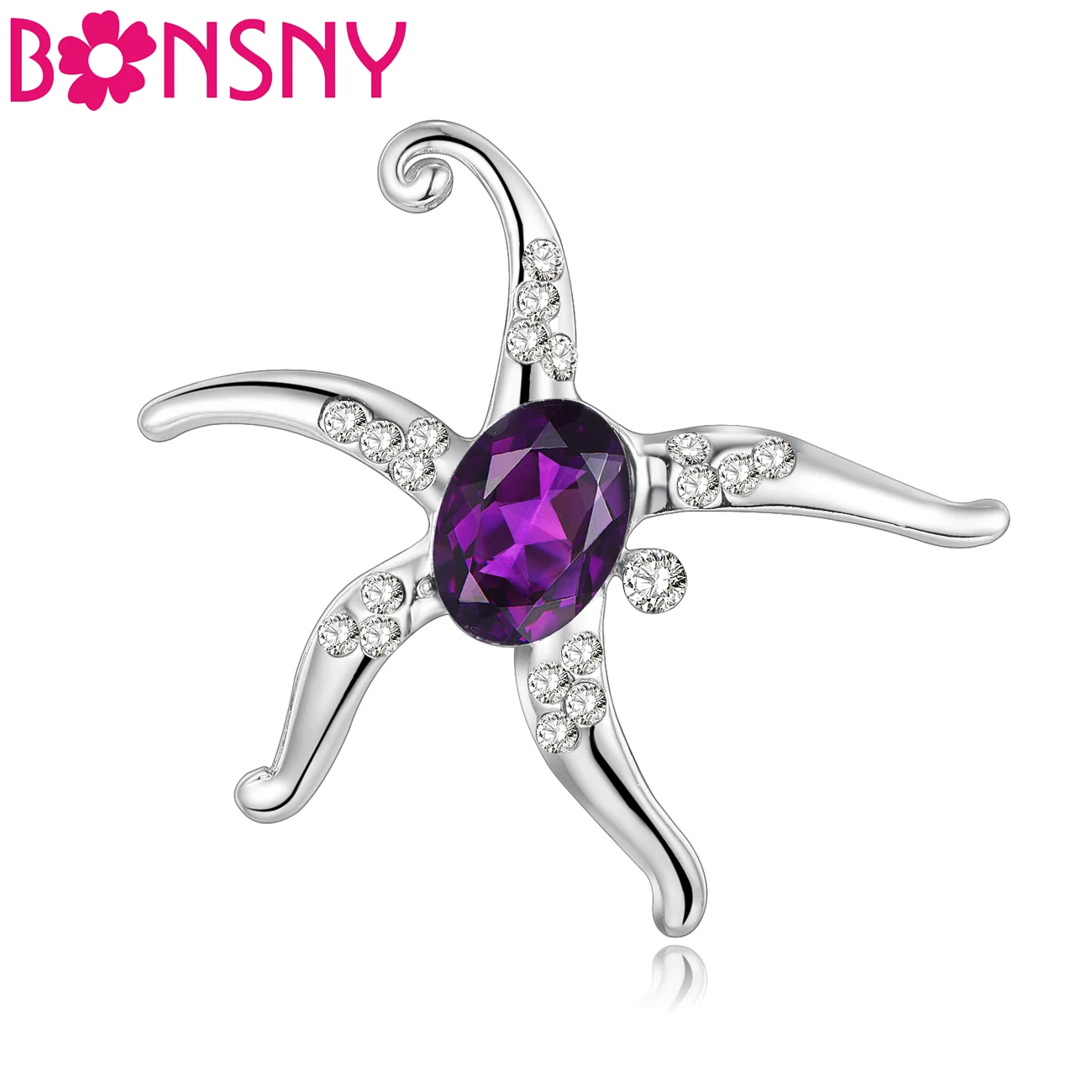 Bonsny Crystal Starfish Brooch For Women Christmas Brooches Pin Collar Scarf Decoration New Fashion Ocean Aniaml Jewelry | Украшения и