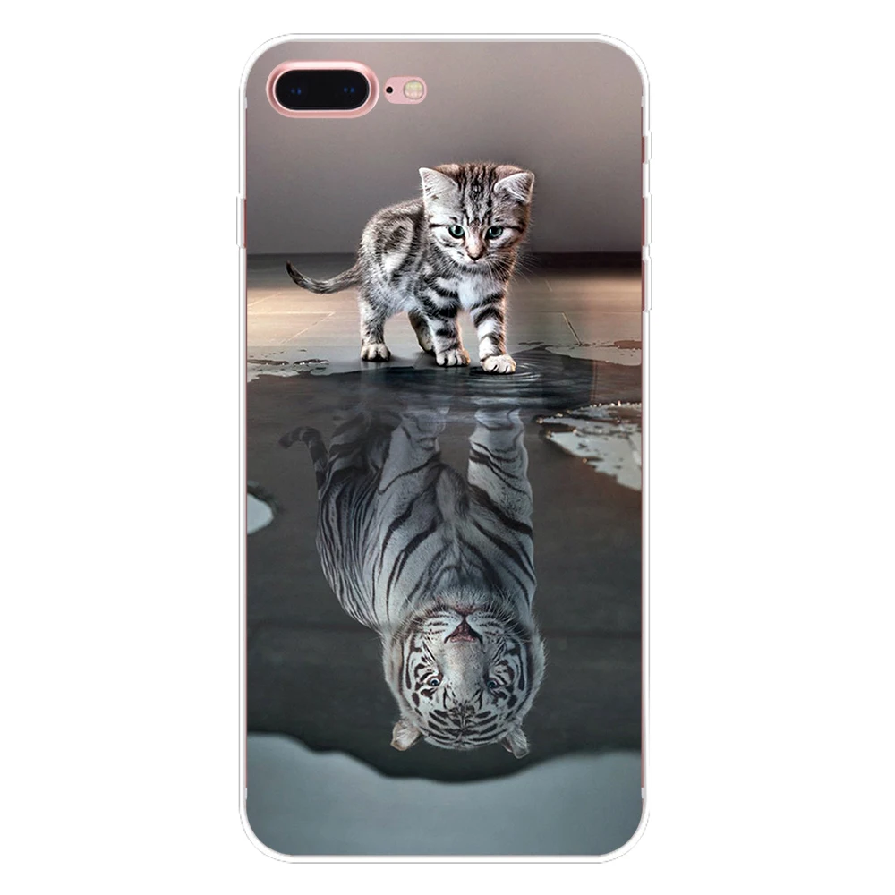 Мягкий чехол из ТПУ для iphone 7, 8, 6, 6S Plus, X, XS, Max, XR, 5, 5S, SE, чехол, силиконовый чехол, тигр, Лев, волк, лиса, рыба, чехол для телефона