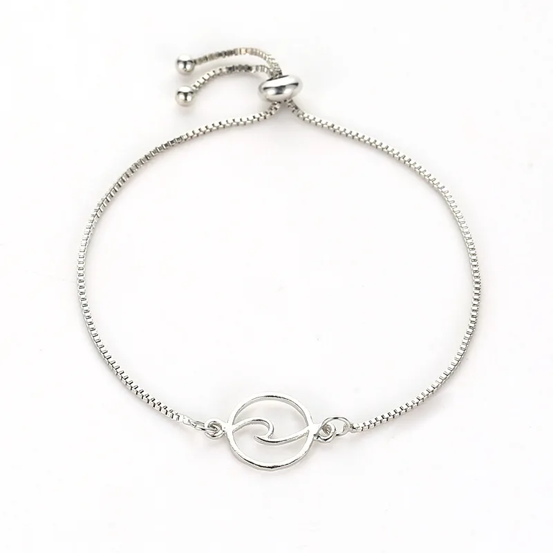 Linnor песчаный пляж волна Знак браслет золотой серебряный цвет сплав Braclet для