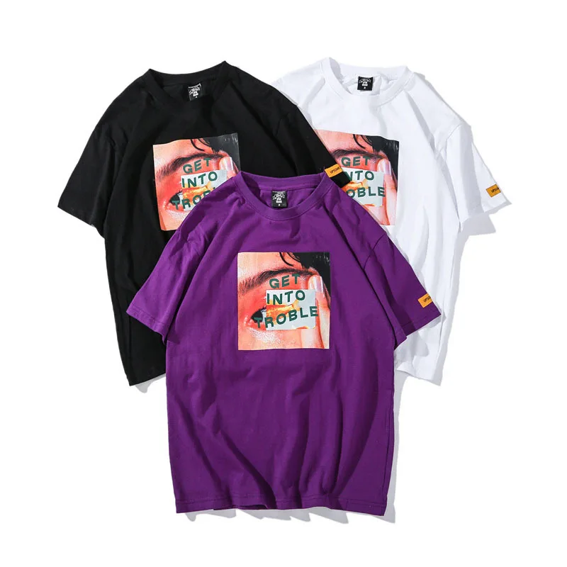 Брендовая летняя новая мужская фиолетовая футболка Tide с коротким рукавом