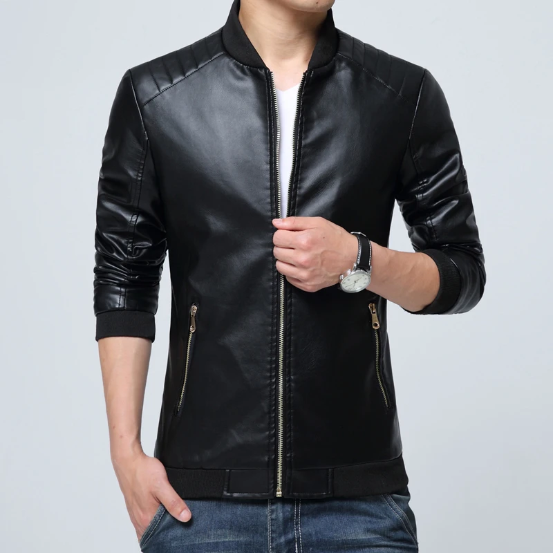 Мотоциклетная кожаная куртка для мужчин Jaqueta De Couro Solid Slim Fit Мужские кожаные куртки и пальто люксовый бренд jaqueiro Motoqueiro 20