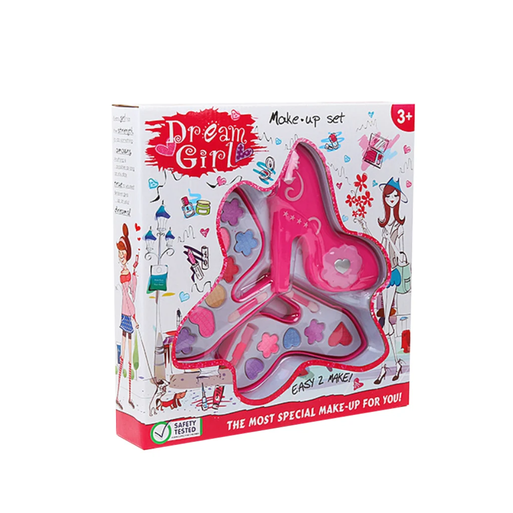 Children High Heels Shape Cosmetics Makeup Kit Princess Girls Kids Pretend Role Play Toys Beauty Gift