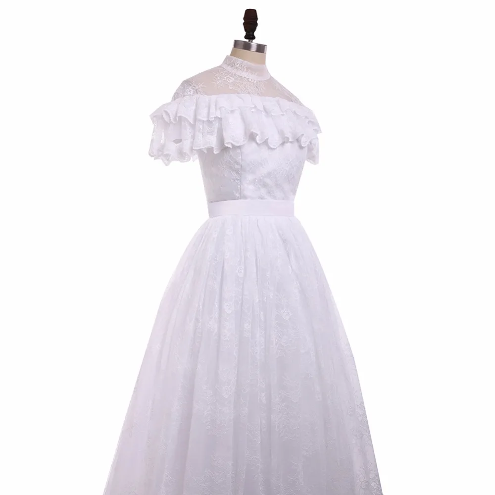 YUNUO новый стиль женские винтажные кружевные белые свадебные платья 2021 Vestido De Noiva с