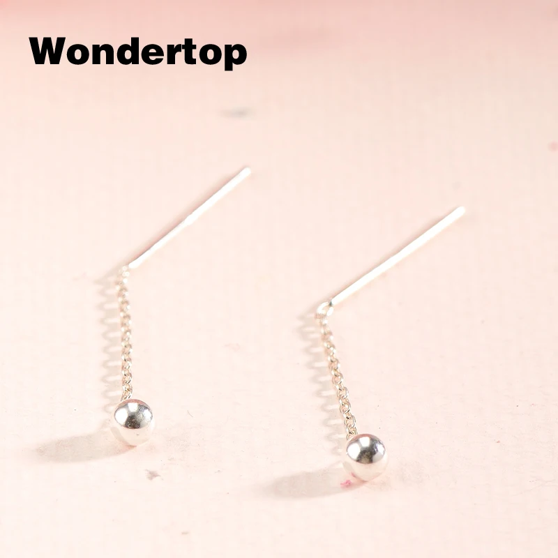 Wondertop оригинальный S925 Серебряный шар bead Threader падение висячие серьги для 2017 Для