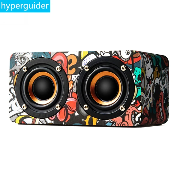 Hyperguider Bluetooth динамик деревянный каракули портативный беспроводной сабвуфер HIFI супер бас микрофон радио FM TF для iPhone Xiaom Meizu - Цвет: Другое