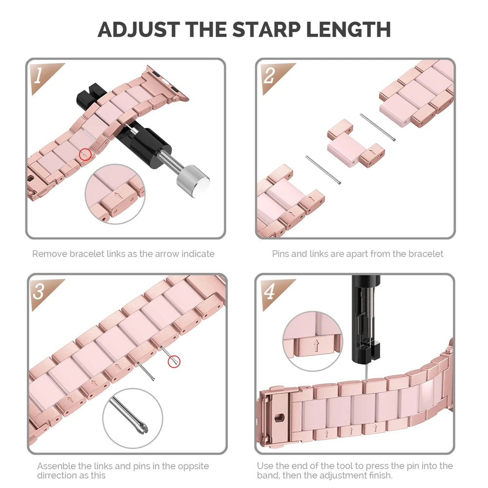 Wearlizer For Apple Watch Band Stainless Steel Strap for Apple Watch Series 5 4 3 2 1 Clasp Butterfly Watchband for Apple Watch