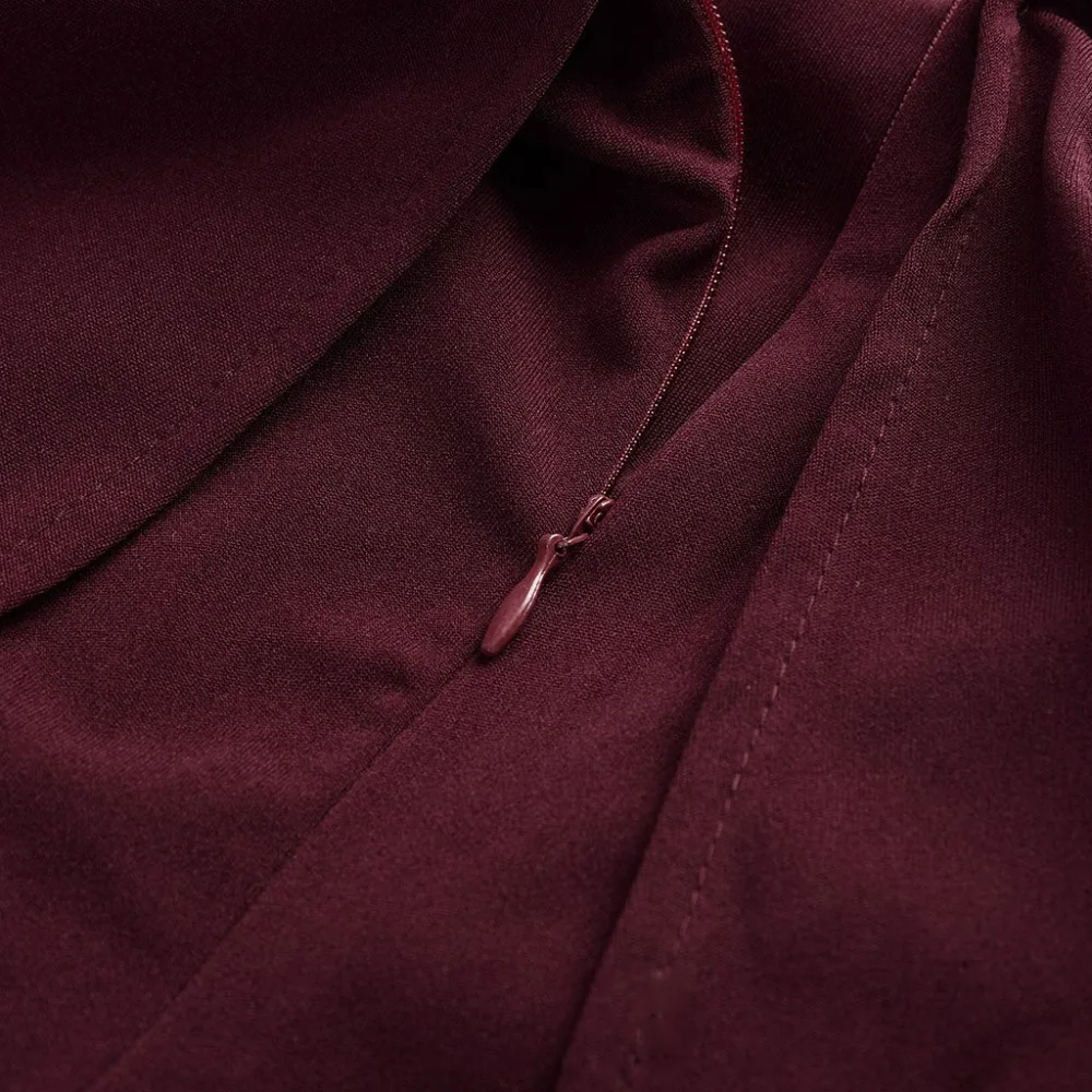 Женское элегантное платье с длинным рукавом однотонное Повседневное на молнии