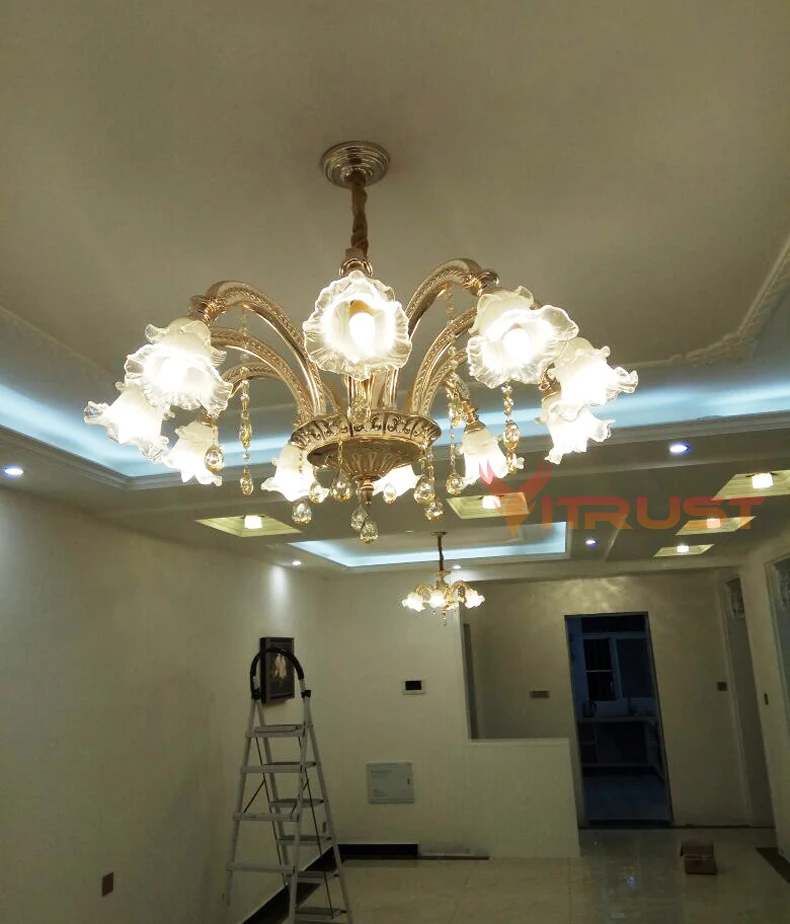 Хрустальная Золотая люстра k9 светодиодная лампа для столовой|led crystal chandeliers|crystal