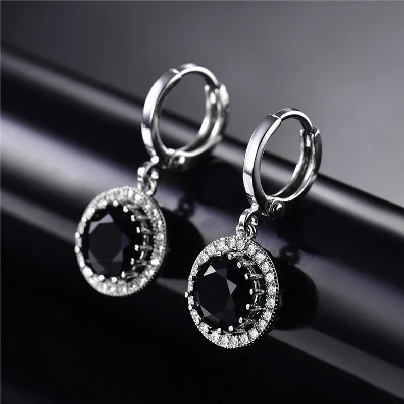Женская серебряная Сережка BUDONG с синим цирконием XUE040|womens dangle earrings|dangle drop earingsdangle