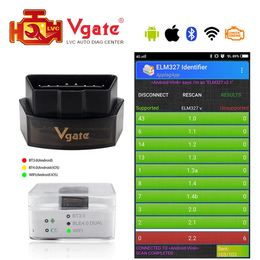 Автомобильный диагностический сканер Vgate iCar Pro Bluetooth 4 0/Wi Fi OBD2 для Android/IOS ELM327 V2.1 ELM 327