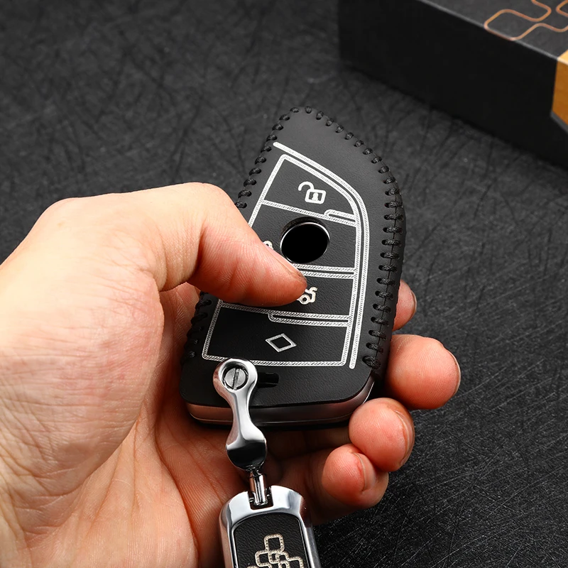 Luckeasy чехол для ключей 4 кнопки BMW 5 серии 2018 7 2017-2018 Автомобильный держатель кожаный