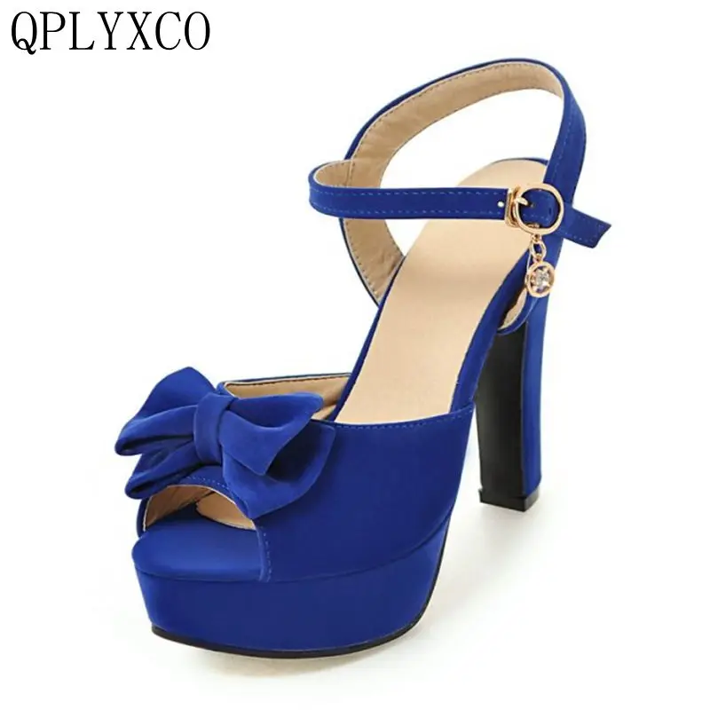QPLYXCO New Elegant women shoes Big Size 31-47 PeepToe High Heels(12CM) Sandals Platform party wedding Shoes Woman Sandal 161-15