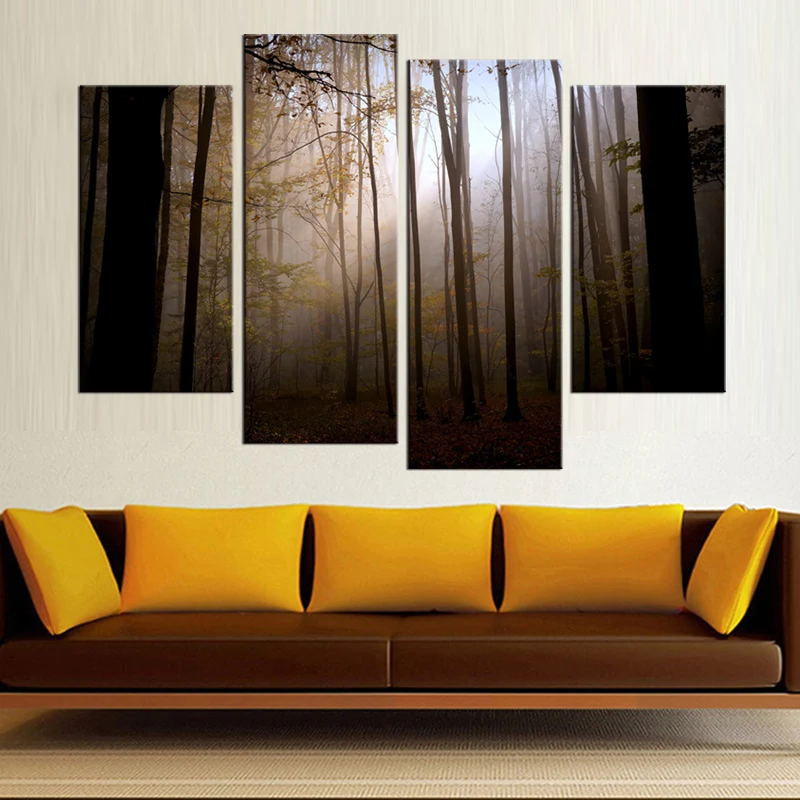 4 sets of dim woods landscape mural art home decoration living room canvas printing modern painting XL-FJ352-1 | Дом и сад