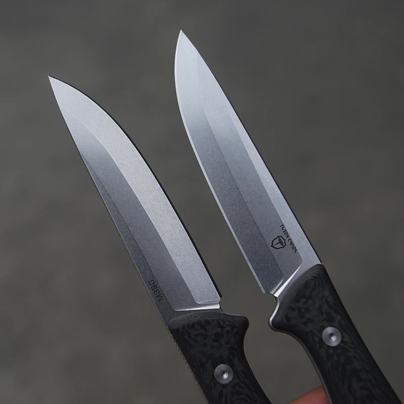 M390 стальной фиксированный нож с ручкой из углеродного волокна, прямой нож высокой твердости, инструмент для выживания на открытом воздухе, охотничьи ножи 61 HRC