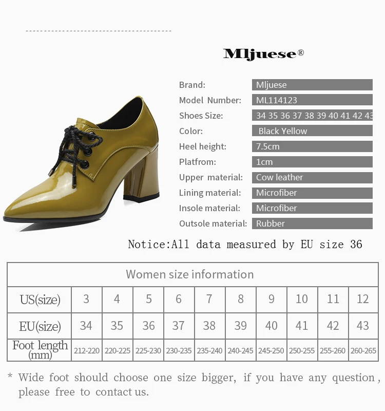 MLJUESE/; женские туфли-лодочки из коровьей кожи на шнуровке; цвет желтый; с острым носком; сезон осень-весна; туфли-лодочки на высоком каблуке; женская обувь; вечерние и свадебные туфли