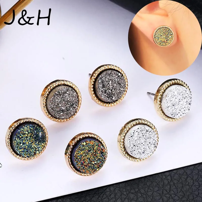 New Fashion Ball Crystal Stud Earring For Women Gold Color Rainbow Rhinestone Drop Shipping | Украшения и аксессуары