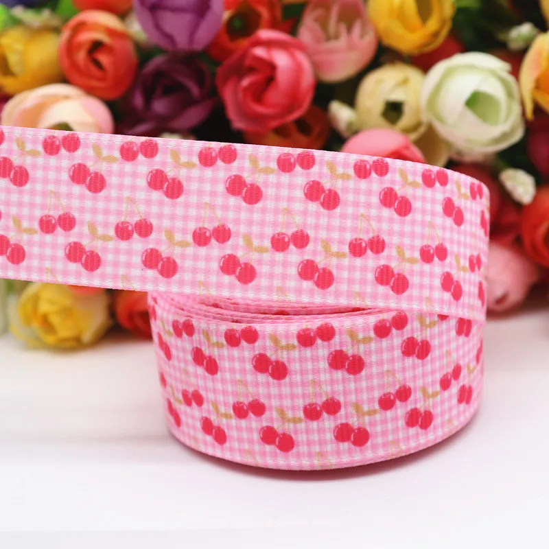 8 50 ярдов Grosgrain лента клубника торт печатная лента " 25 мм пробки для бутылок DIY ремесла аксессуары ручной работы M19070902 - Цвет: 8