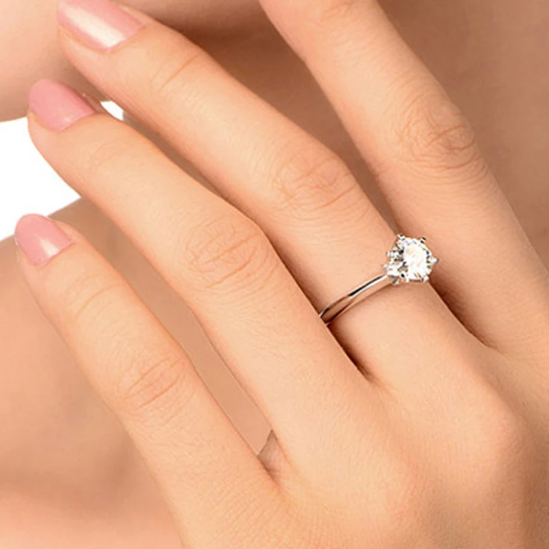 Сертифицированный 1 карат 18 К 750 твердое белое золото классические Forever One Moissanite Алмазные обручальные кольца для женщин свадебный подарок