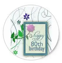 

1.5inch Fun flower happy 80th Birthday Classic Round Sticker