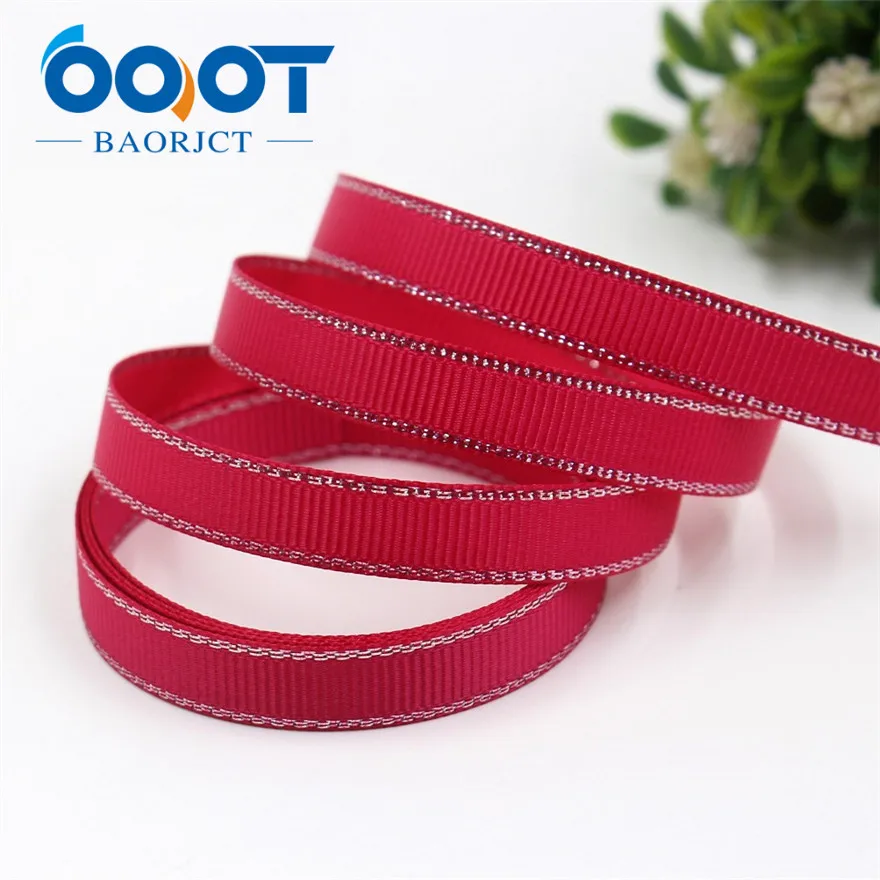 I-19316-577 OOOT BAORJCT I-19316-565 10 мм 10 ярдов Серебряный двусторонний grosgrain ленты, DIY лук кепки аксессуары и украшения - Цвет: I-19316-577