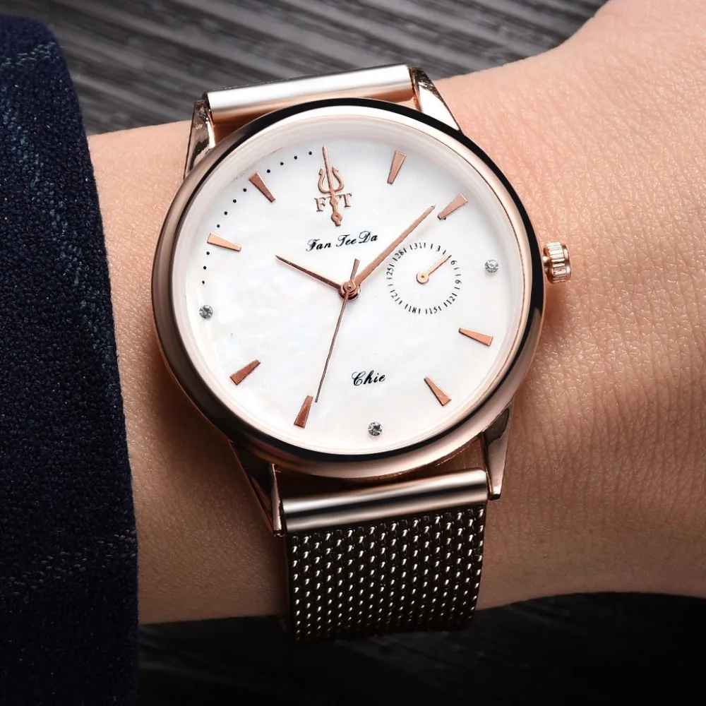 Модные роскошные часы с инкрустацией мужские из нержавеющей стали двойным