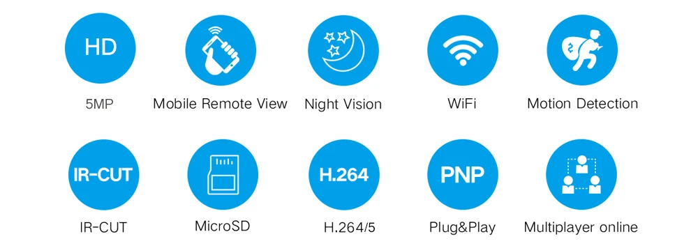 USAFEQLO 5MP HD H.265 Всепогодная WiFi беспроводная наружная IP камера видеонаблюдения с ИК ночного видения iCSee APP