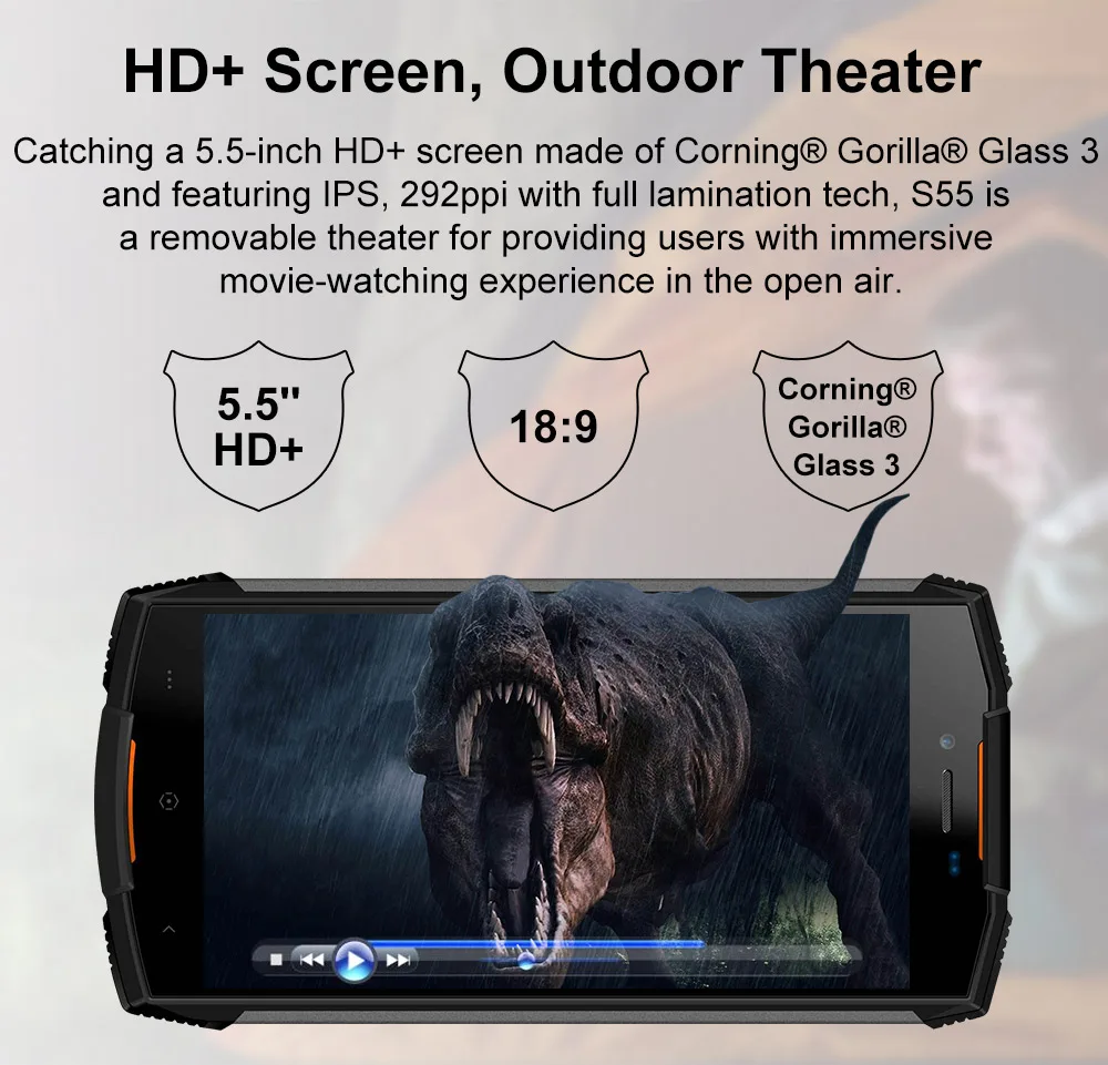 Настоящий водонепроницаемый смартфон DOOGEE S55 IP68, 4 Гб ОЗУ, 64 Гб ПЗУ, 5500 мАч, Восьмиядерный процессор MTK6750T, 5,5 дюймов, Android 8,0, две sim-карты, МП, 4 глте