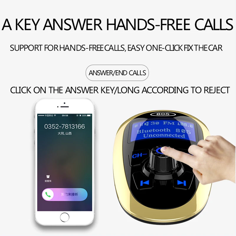 JINSERTA 6-в-1 хэндс-фри Беспроводной Bluetooth FM передатчик модулятор Автомобильный MP3-плеер с разъемом подачи внешнего сигнала AUX TF/SD слот для карт памяти USB Зарядное устройство