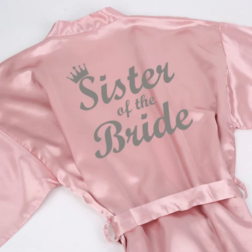 sister bride Sisbigdey пыльно-розовый халат невесты Серый письма с короной женщин красивое свадебное платье подружка невесты, сестра невесты халаты - Цвет: sister bride