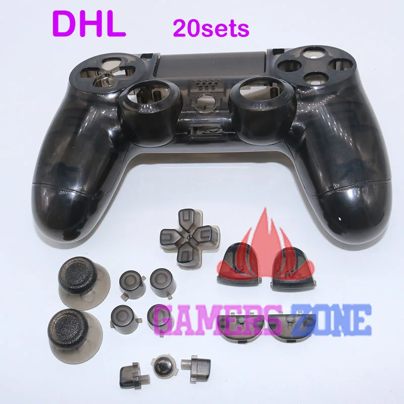Прозрачный черный корпус Корпуса Крышка корпуса для контроллера PS4 Dualshock 4 20