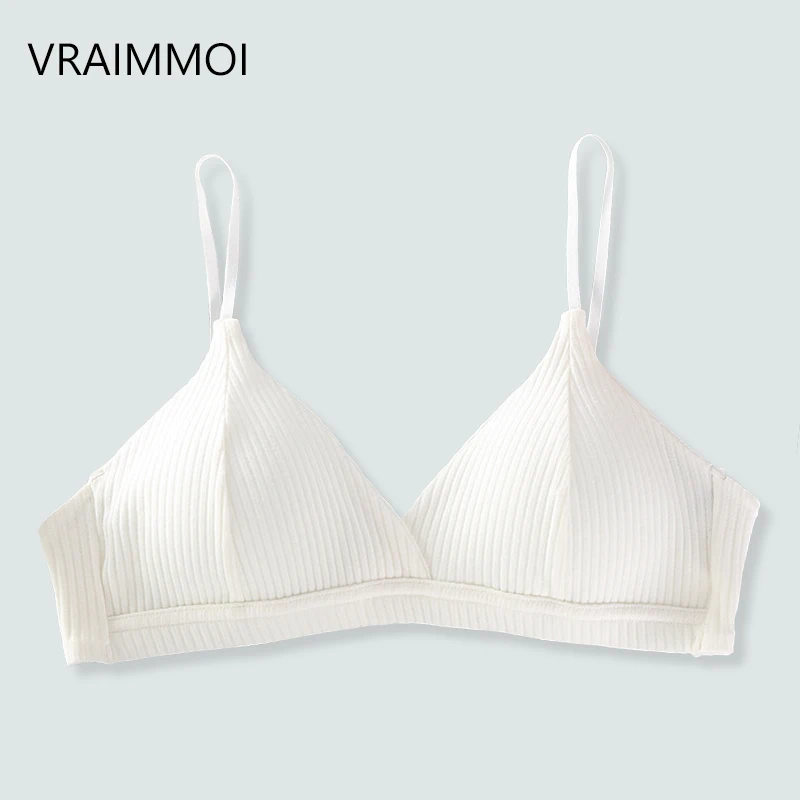 WHITE VRAIMMOI, элегантный сексуальный бюстгальтер, комфортное хлопковое нижнее белье, женское нижнее белье, летнее новое платье, стильный бесшовный бюстгальтер без косточек, Женская Интимная одежда - Цвет: WHITE