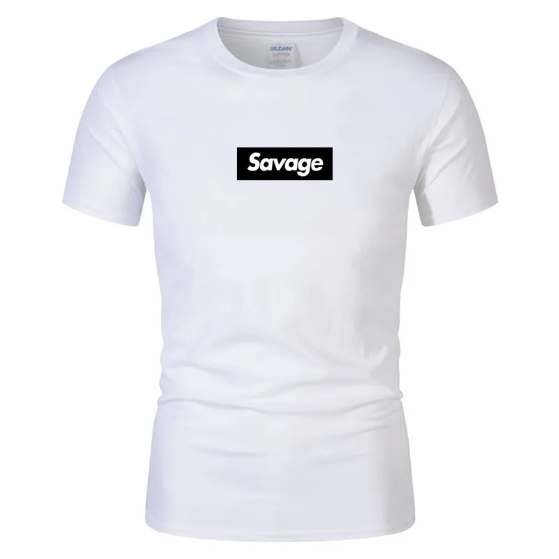 Бренд Мужская мода Savage хип-хоп Футболка пародия нет сердца Письмо печати