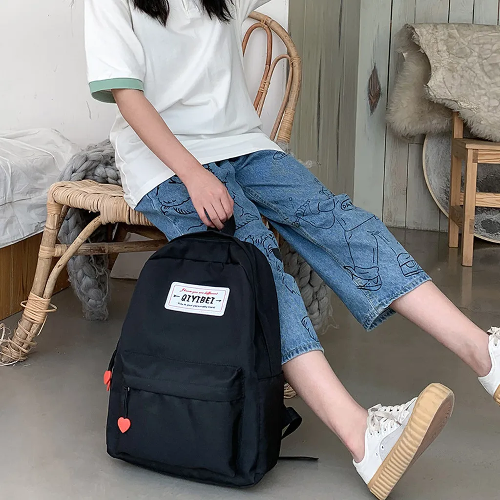 Модный женский милый рюкзак нейлоновый однотонный вместительный студенческий